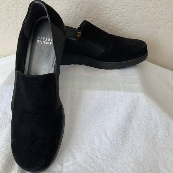 Stuart Weitzman Leather Shoes Suede Wedge Black Size 8.5 - Picture 10 of 13
